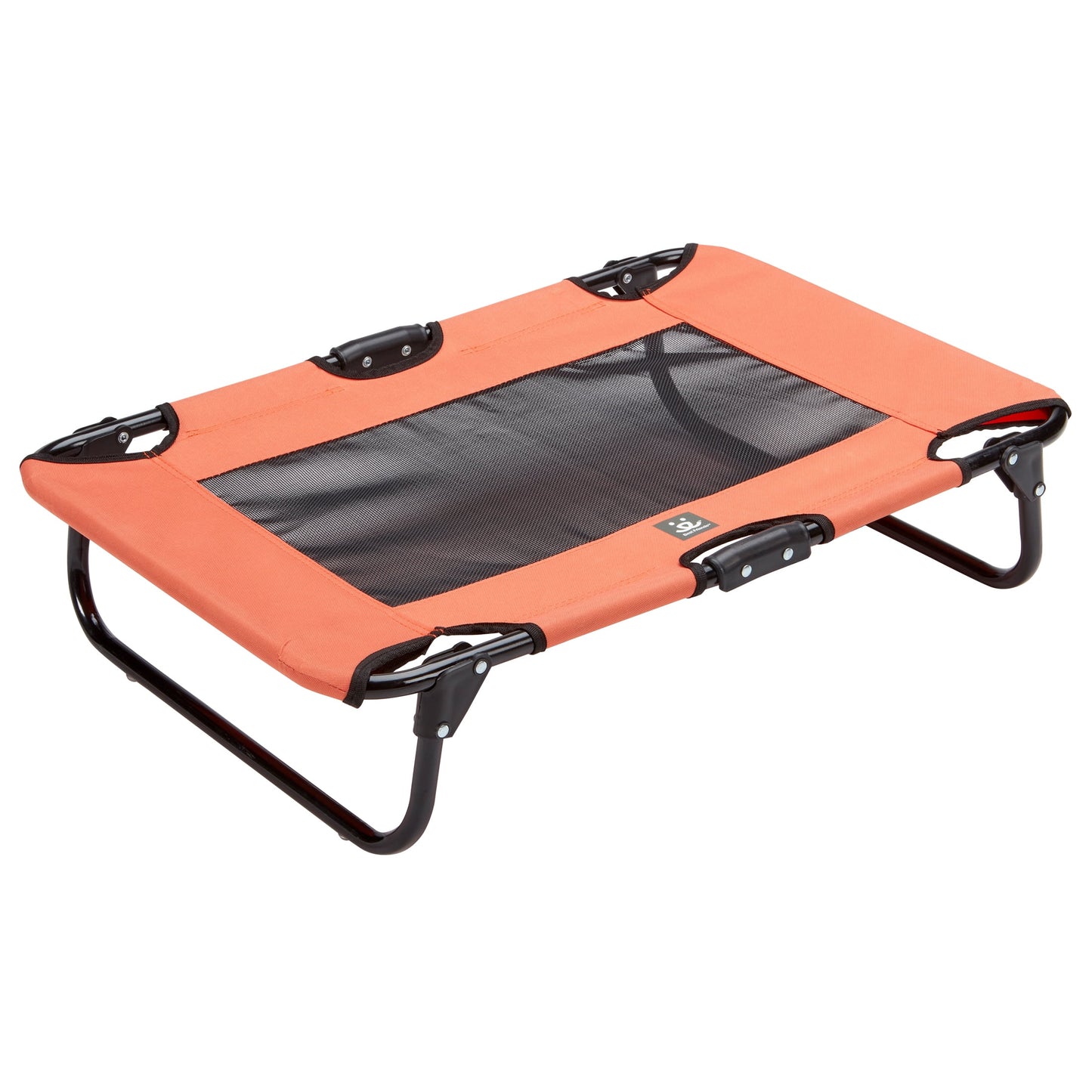 Best Friends Folding Pet Cot with Bonus Collapsible Bowl, Medium - Mesh Center for ventilation with Foldable Legs for easy travel - For pet up to 50 lbs. - Orange & Gray