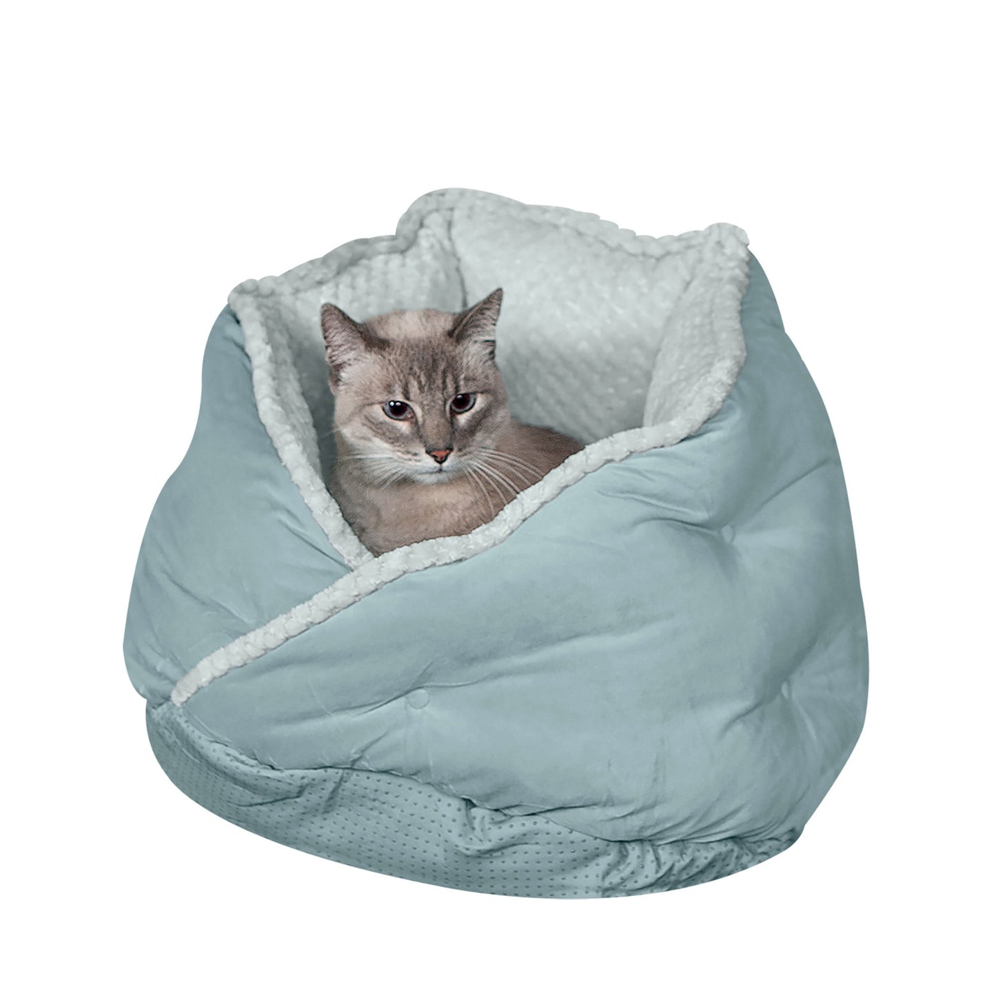 FurHaven Pet Products | Minky Faux Fur & Velvet Hug Bed for Dogs & Cats - Silver Gray, Medium