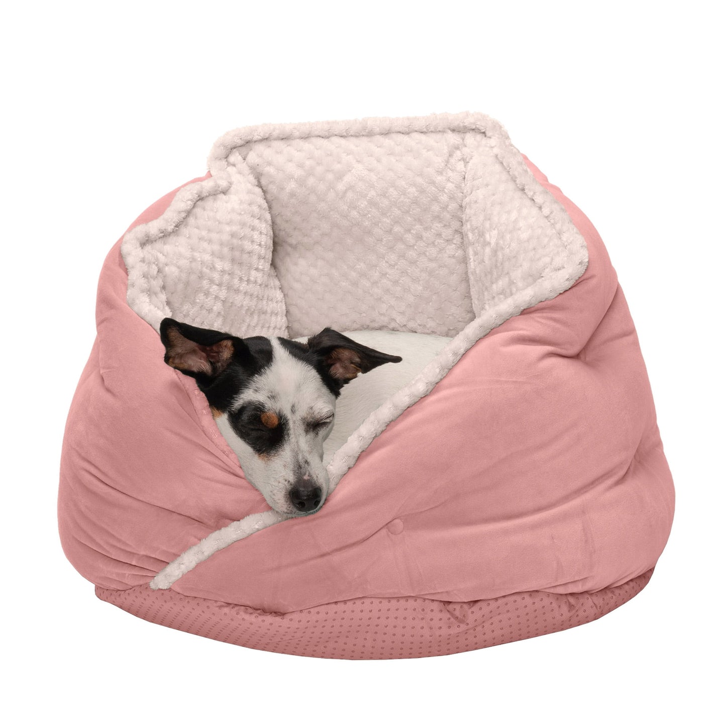 FurHaven Pet Products | Minky Faux Fur & Velvet Hug Bed for Dogs & Cats - Silver Gray, Medium