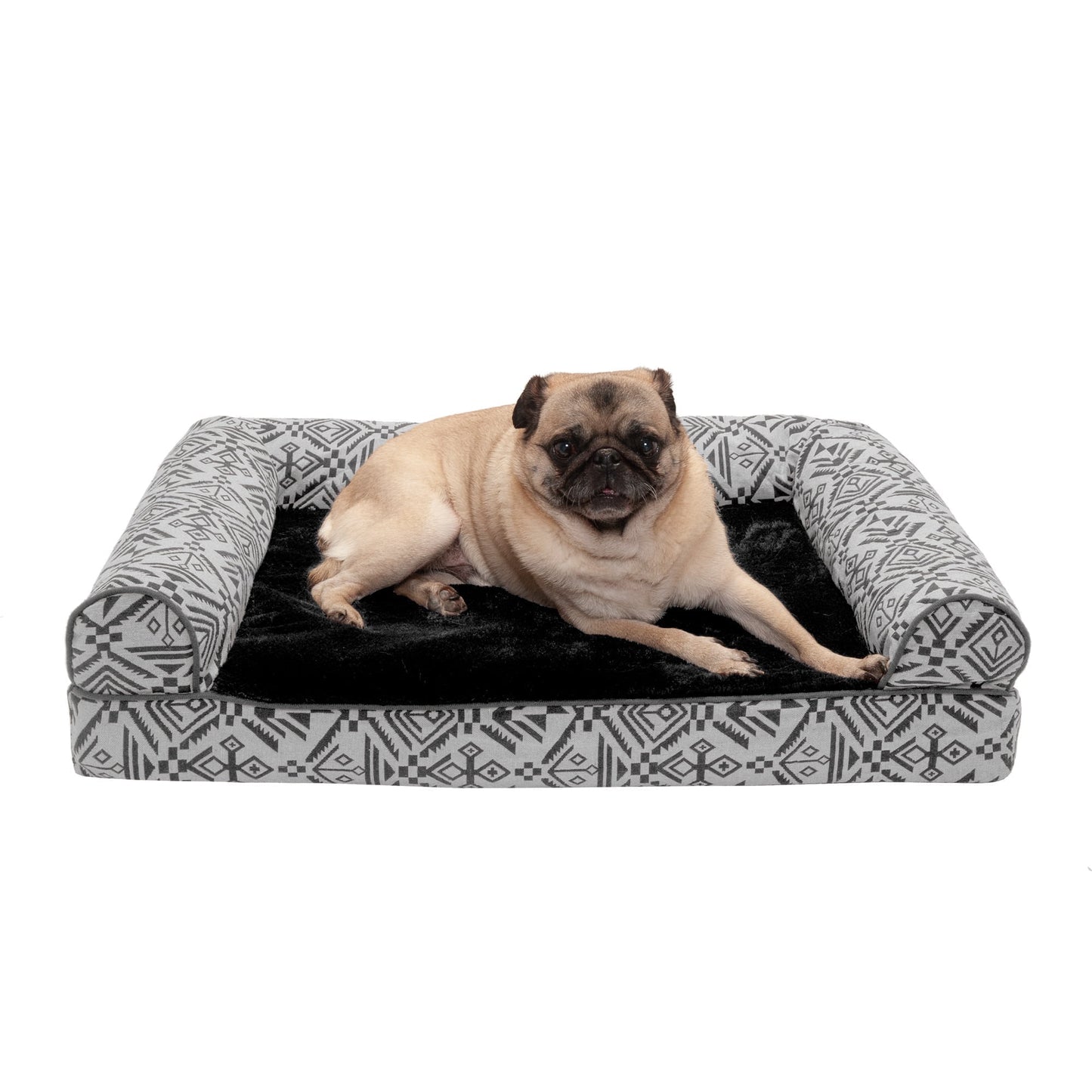 FurHaven Southwest Kilim Orthopedic Sofa Pet Bed for Dogs & Cats - Boulder Gray, Medium