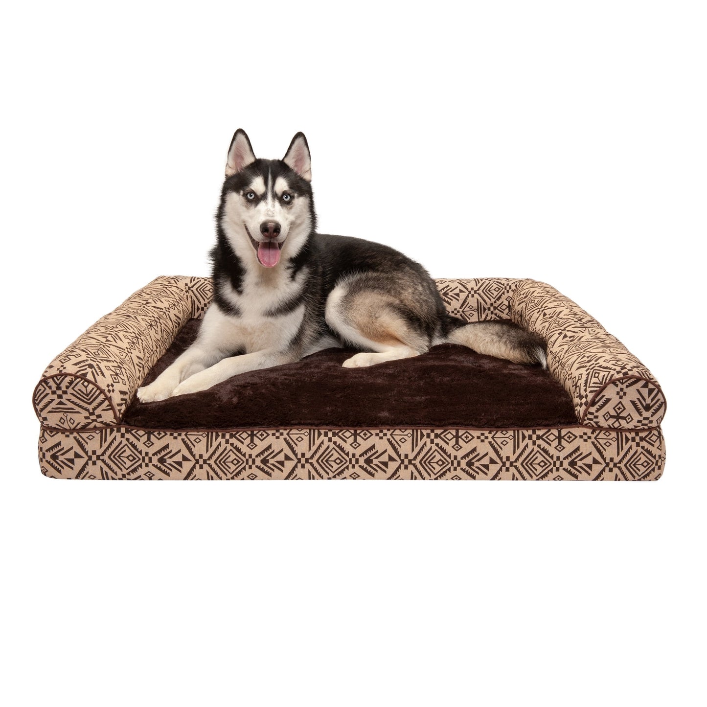 FurHaven Southwest Kilim Orthopedic Sofa Pet Bed for Dogs & Cats - Boulder Gray, Medium