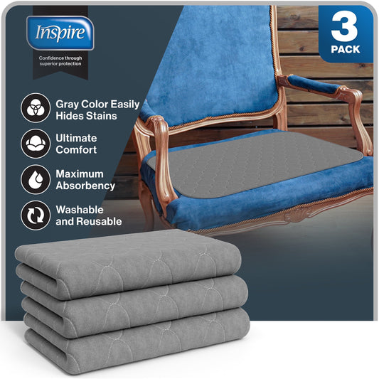 Inspire Underpads,  Comfort Fit Chair Pads, 3 Pack,  18" x 24", Super Absorbency