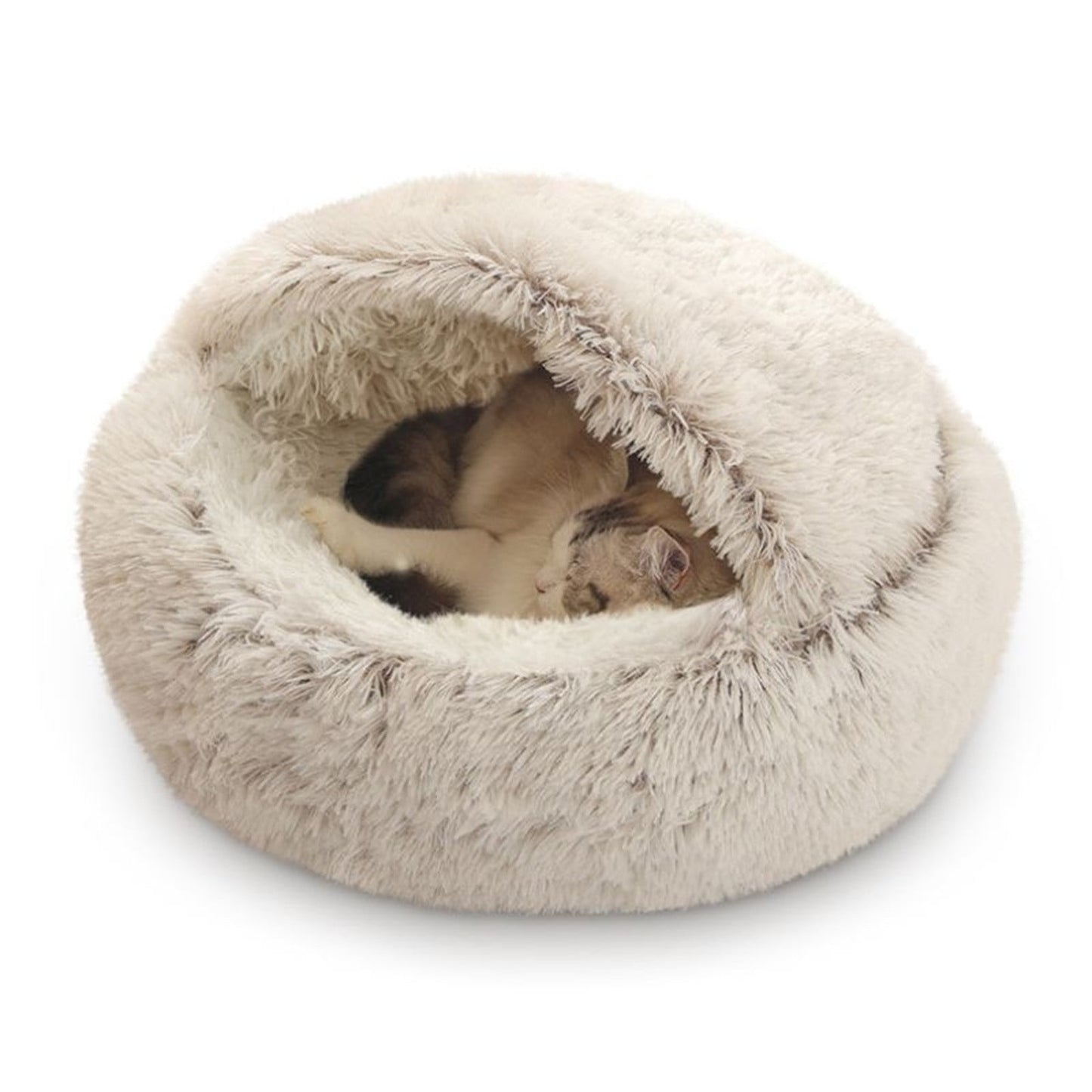 KIHOUT Dog Cave Bed for Small Dogs Cats Pets, Anti Anxiety Calming Plush Lining Dog Beds, Fluffy Covered Hooded Cozy Burrow Puppy Beds, Anti-Slip Bottom Washable Pet Sleep Bag 50CM