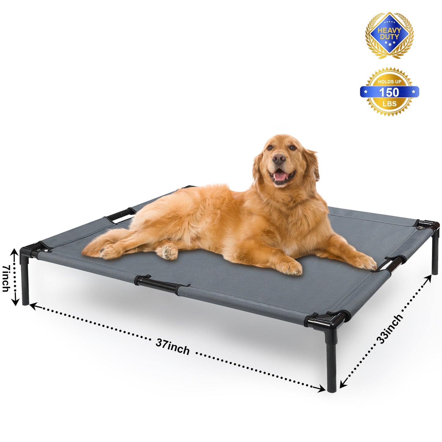Katieovy Cooling Elevated Dog Bed for Large Dogs,Durable Dog Cot with Breathable Mesh,Washable Outdoor Chew Proof Raised Dog Bed