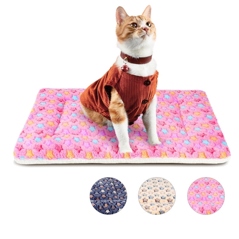 Mora Pets Dog Crate Mats with Cute Star Pattern Washable Pet Bed for Large Dogs Cozy Reversible Dog Crate Bed, Pink, 17.5*14
