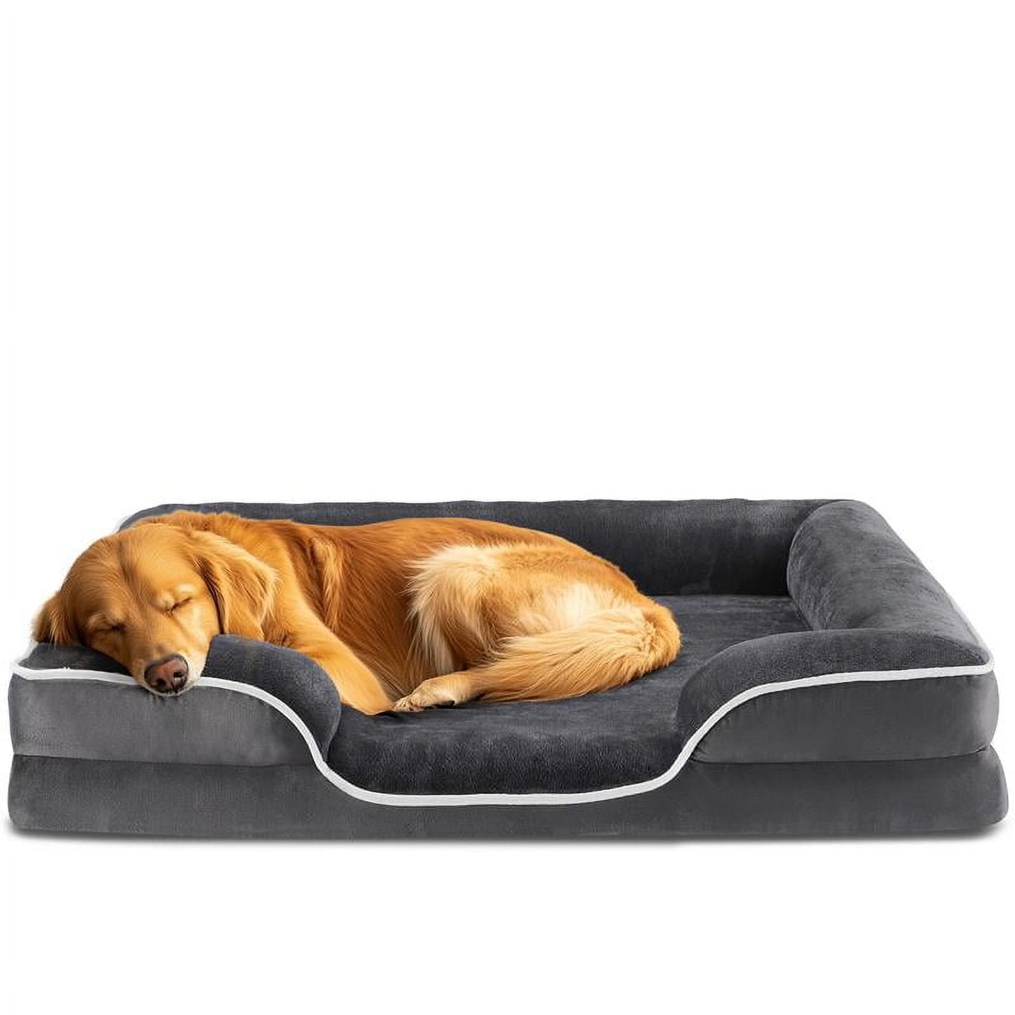 Orthopedic Dog Bed for Large Size Dogs, Supportive Memory Foam Dog Sofa with Washable Removable Cover, Non-Slip Base, Waterproof Pet Couch Bed