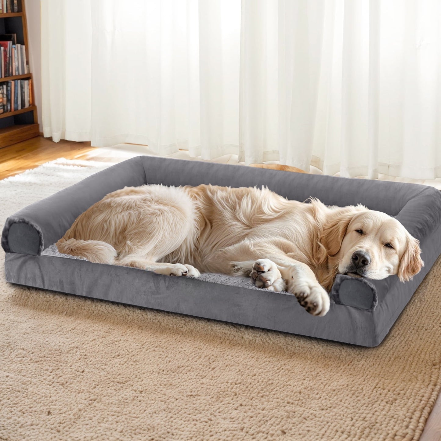 PayUSD XL Dog Beds Waterproof Orthopedic Dog Bed for Extra Large Dogs Non-Slip Bottom and Egg-Crate Foam Big Dog Pet Couch Sofa with Washable Removable Cover