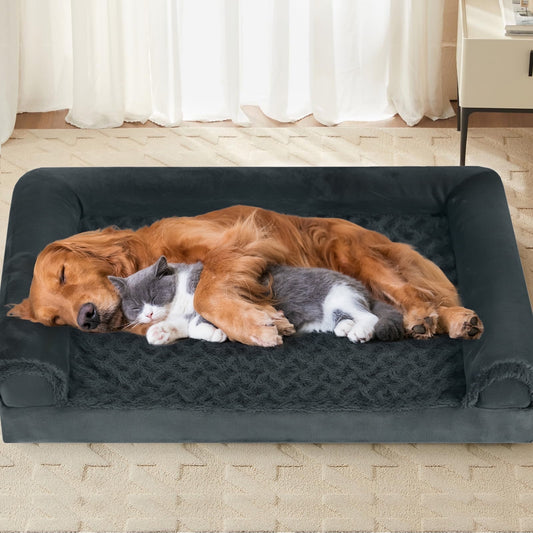 PayUSD XL Dog Beds Waterproof Orthopedic Dog Bed for Extra Large Dogs Non-Slip Bottom and Egg-Crate Foam Big Dog Pet Couch Sofa with Washable Removable Cover