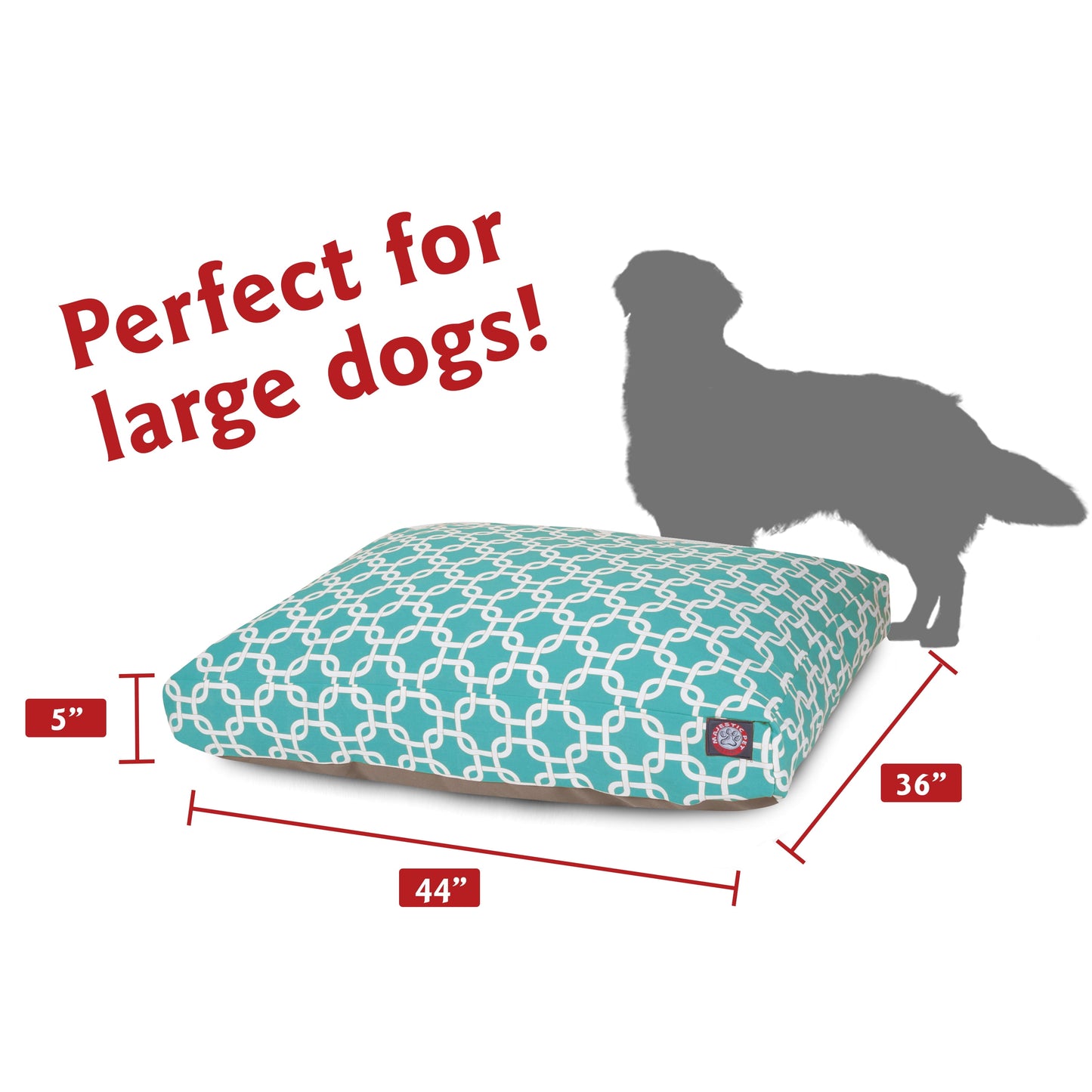 Majestic Pet | Links Rectangle Pet Bed For Dogs, Removable Cover, Teal, Large