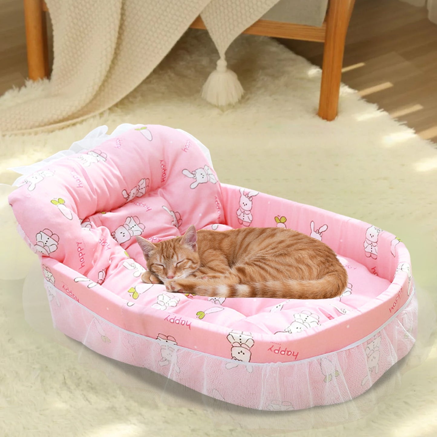 Orthopedic Pet Bed with Removable Mattress, Hypoallergenic Design for Cats and Small Dogs