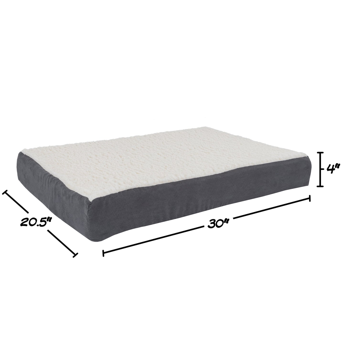 PETMAKER Orthopedic Dog Bed - 2-Layer 30x20.5-Inch Memory Foam Pet Mattress with Machine-Washable Sherpa Cover for Medium Dogs up to 45lbs (Gray)
