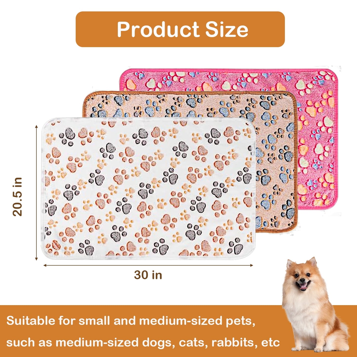 Petimi 3 Pcs Dog Blanket, Soft Warm Coral Fleece Pet Blanket, Puppy Blankets, Cat Blanket for Couch, 20.5"x30"