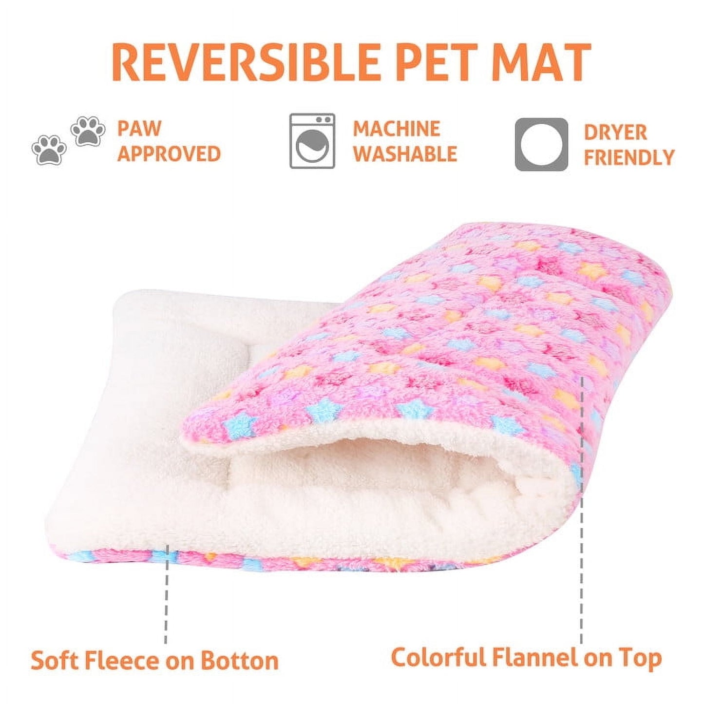 Mora Pets Dog Crate Mats with Cute Star Pattern Washable Pet Bed for Large Dogs Cozy Reversible Dog Crate Bed, Pink, 17.5*14