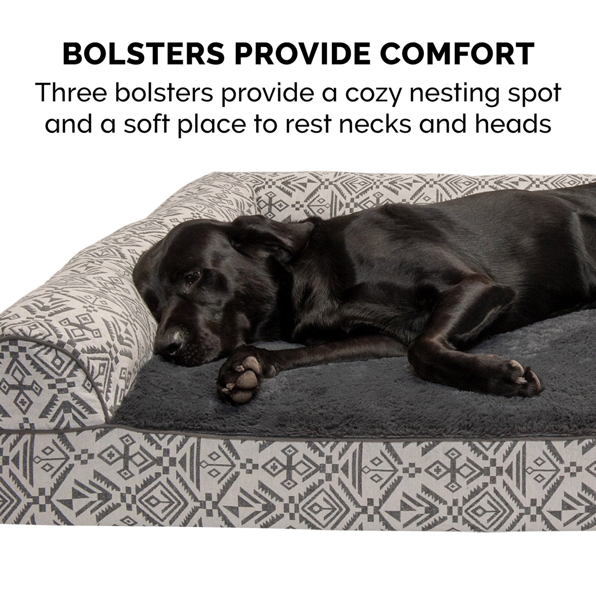 FurHaven Southwest Kilim Orthopedic Sofa Pet Bed for Dogs & Cats - Boulder Gray, Medium