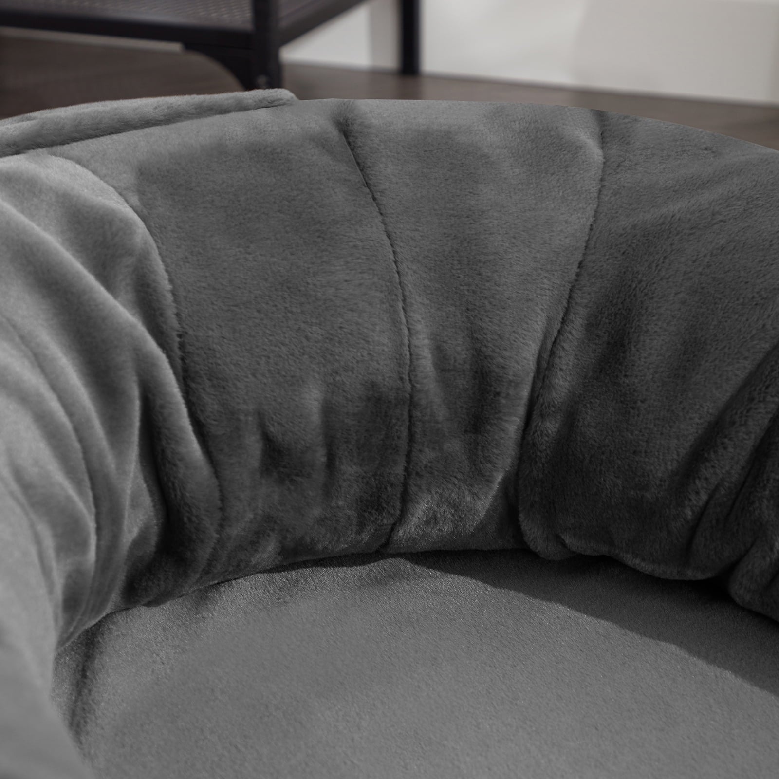 BALUS Deluxe Flannelette Human-Dog Bed, Large High-Quality Fabric Futon for Giant Breeds, Dark Grey