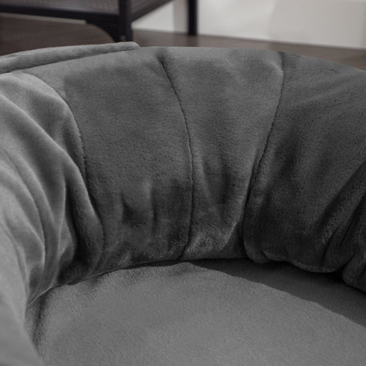 BALUS Deluxe Flannelette Human-Dog Bed, Large High-Quality Fabric Futon for Giant Breeds, Dark Grey