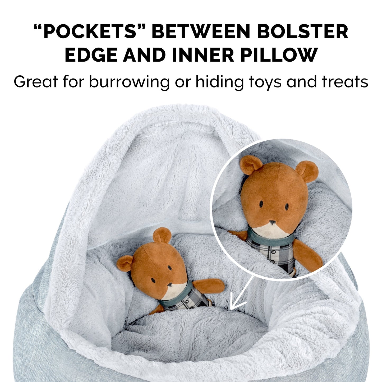 FurHaven Pet Products Extra Small Plush & Performance Linen Hooded Donut Dog & Cat Bed, Mist Gray