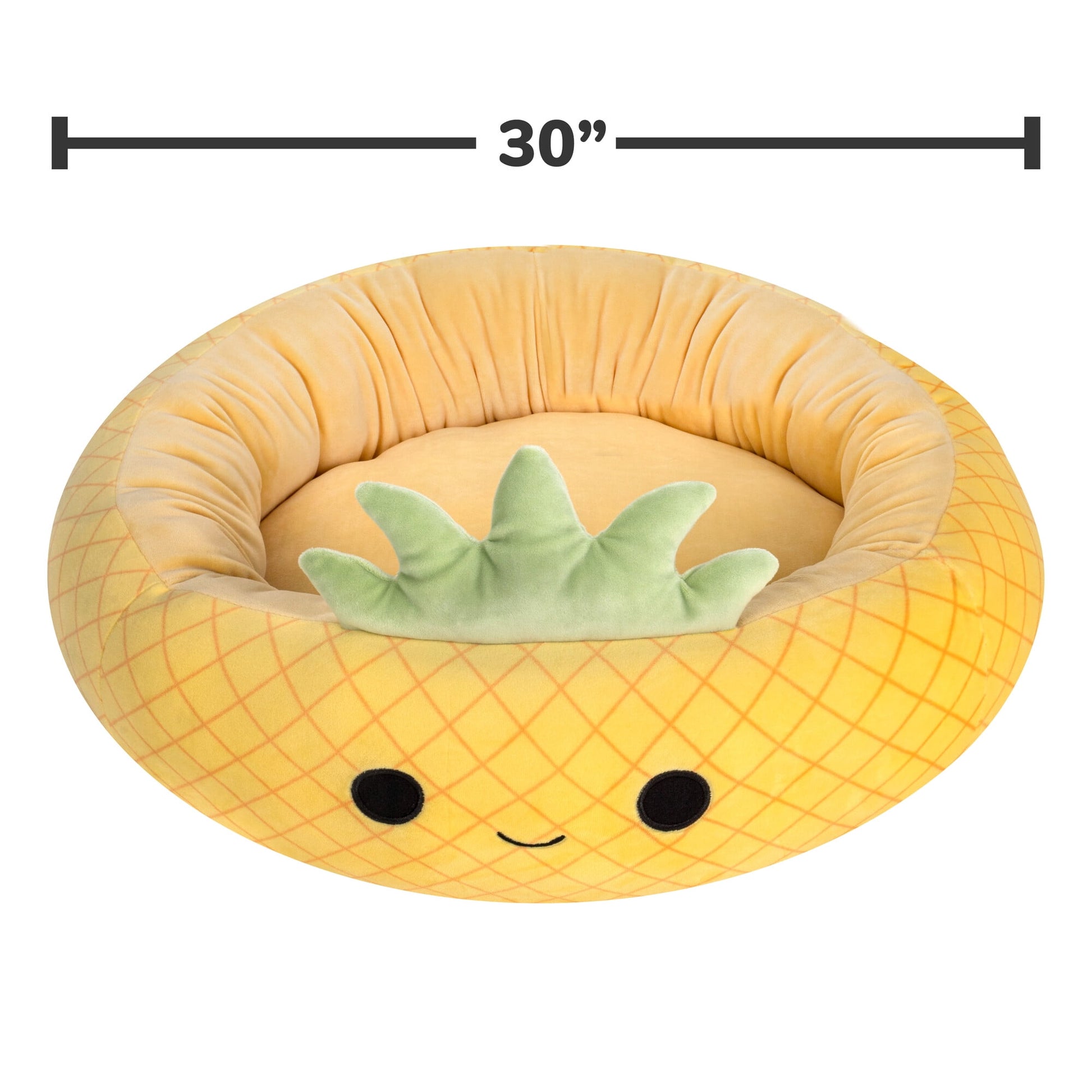 Squishmallows 30 inch Yellow Pineapple Pet Bed - Large Ultra Soft Plush Pet Bed