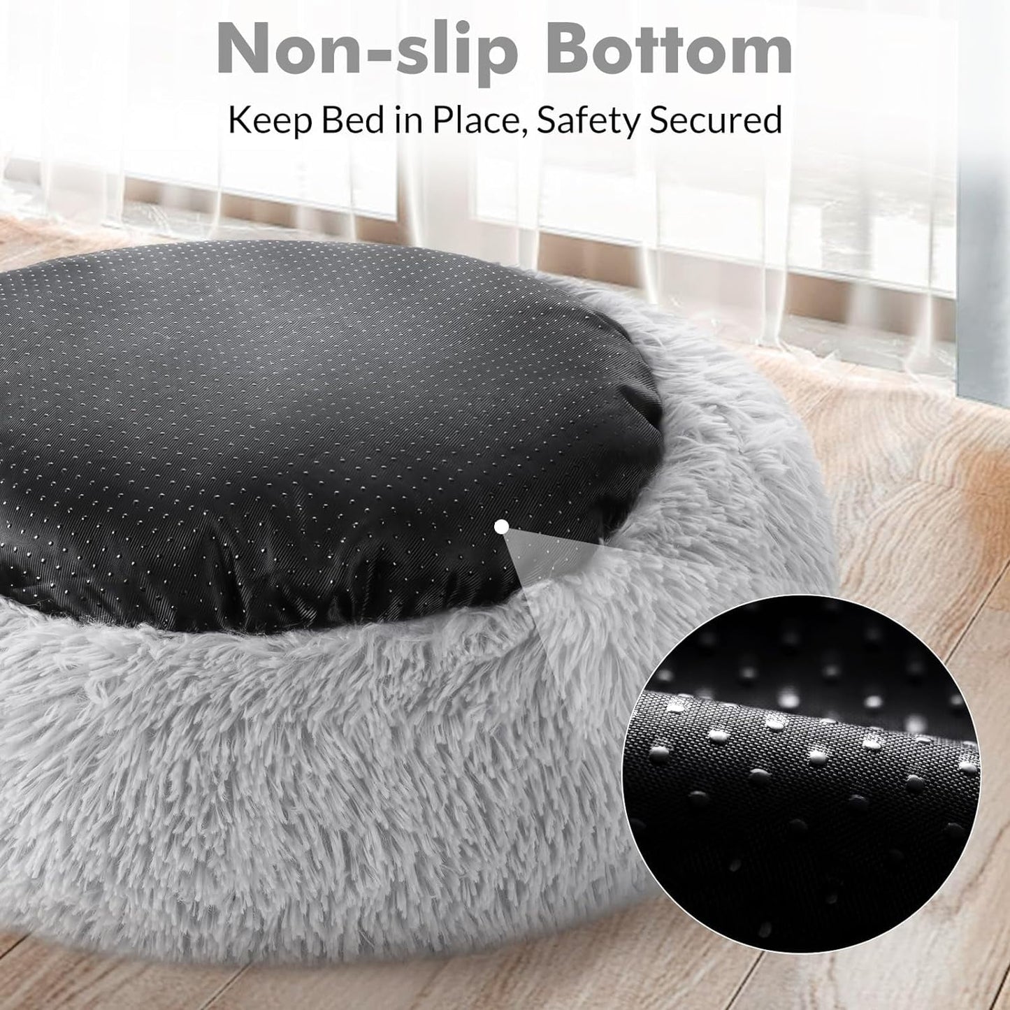 rabbitgoo Cat Bed for Indoor Cats, Fluffy Round Self Warming Calming Soft Plush Donut Cuddler Cushion Pet Bed for Small Dogs Kittens, 20 inches