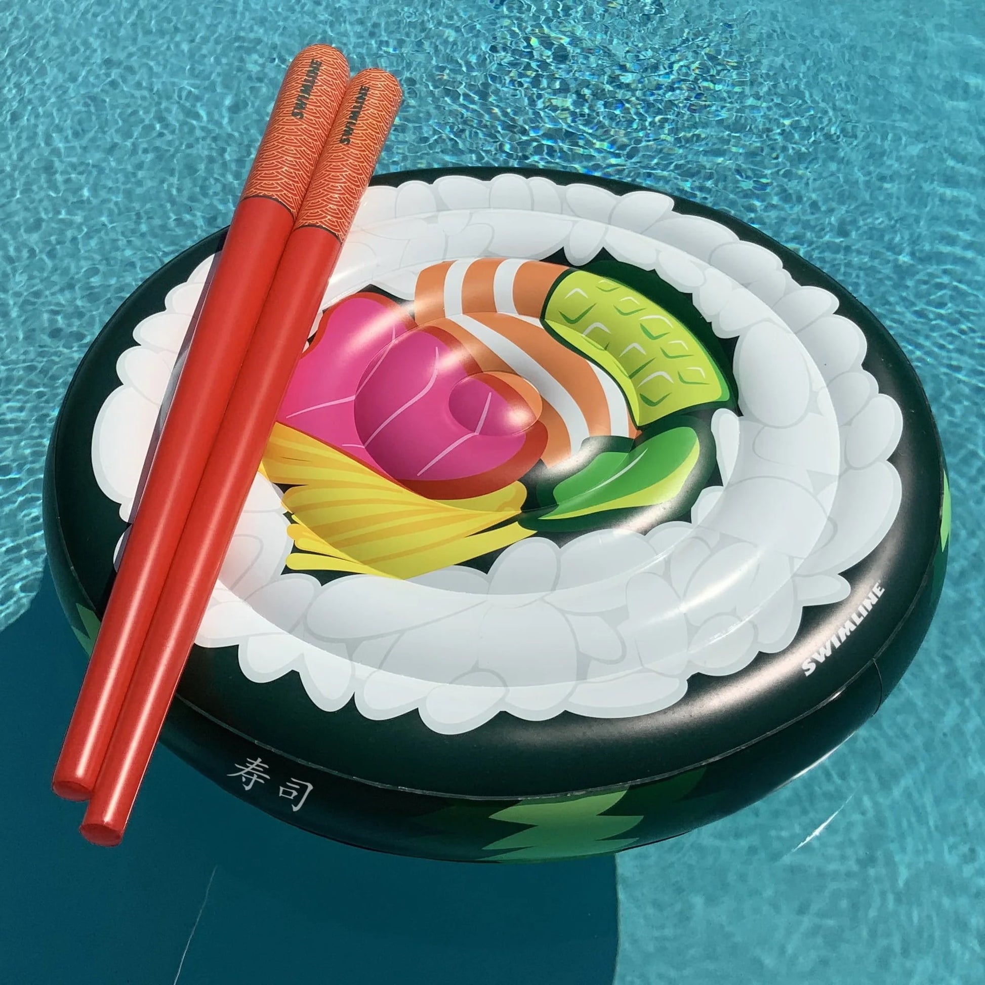 Swimline Sushi Roll Pool Lounger with Chopstick Doodles Combo Pack