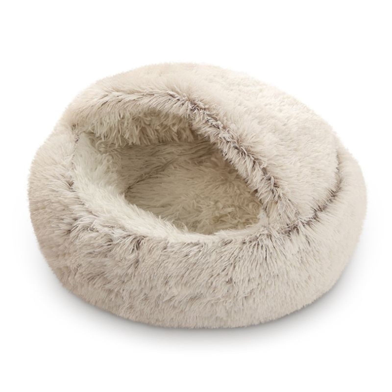 KIHOUT Dog Cave Bed for Small Dogs Cats Pets, Anti Anxiety Calming Plush Lining Dog Beds, Fluffy Covered Hooded Cozy Burrow Puppy Beds, Anti-Slip Bottom Washable Pet Sleep Bag 50CM