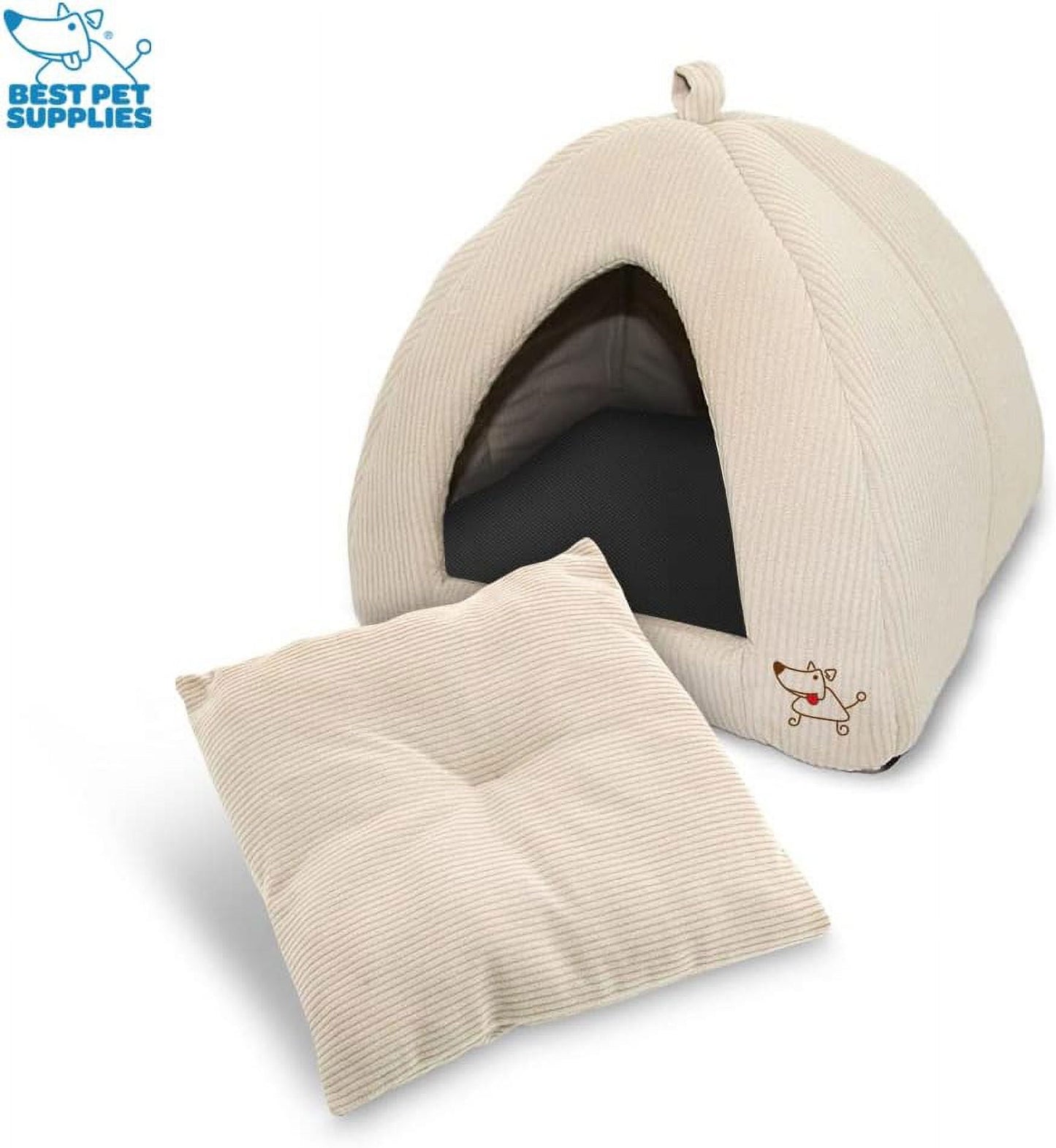 Pet Tent-Soft Bed for Dog and Cat by Best Pet Supplies - Beige Corduroy, 16" x 16" x H:14"