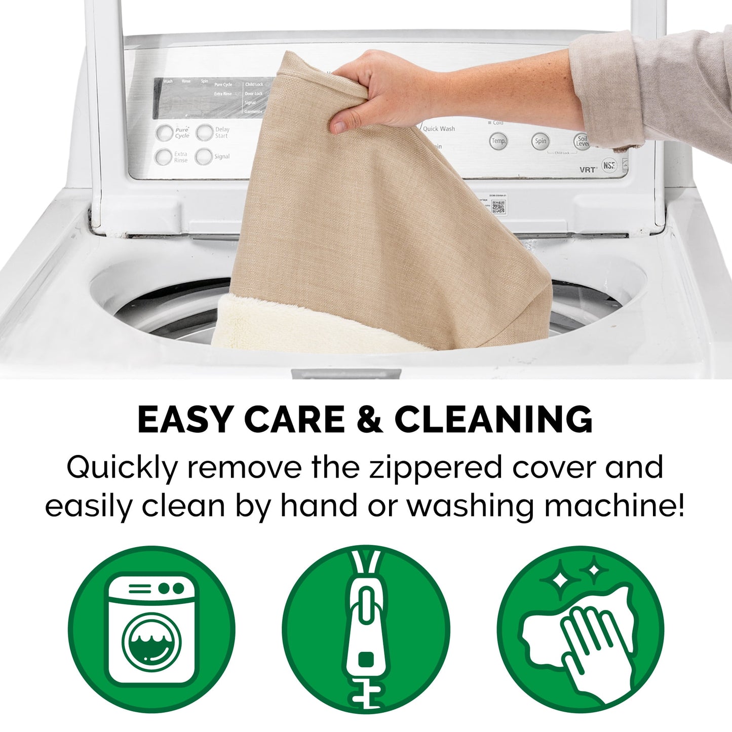 FurHaven Plush & Performance Linen Orthopedic Sofa Pet Bed for Dogs & Cats - Flax, Medium