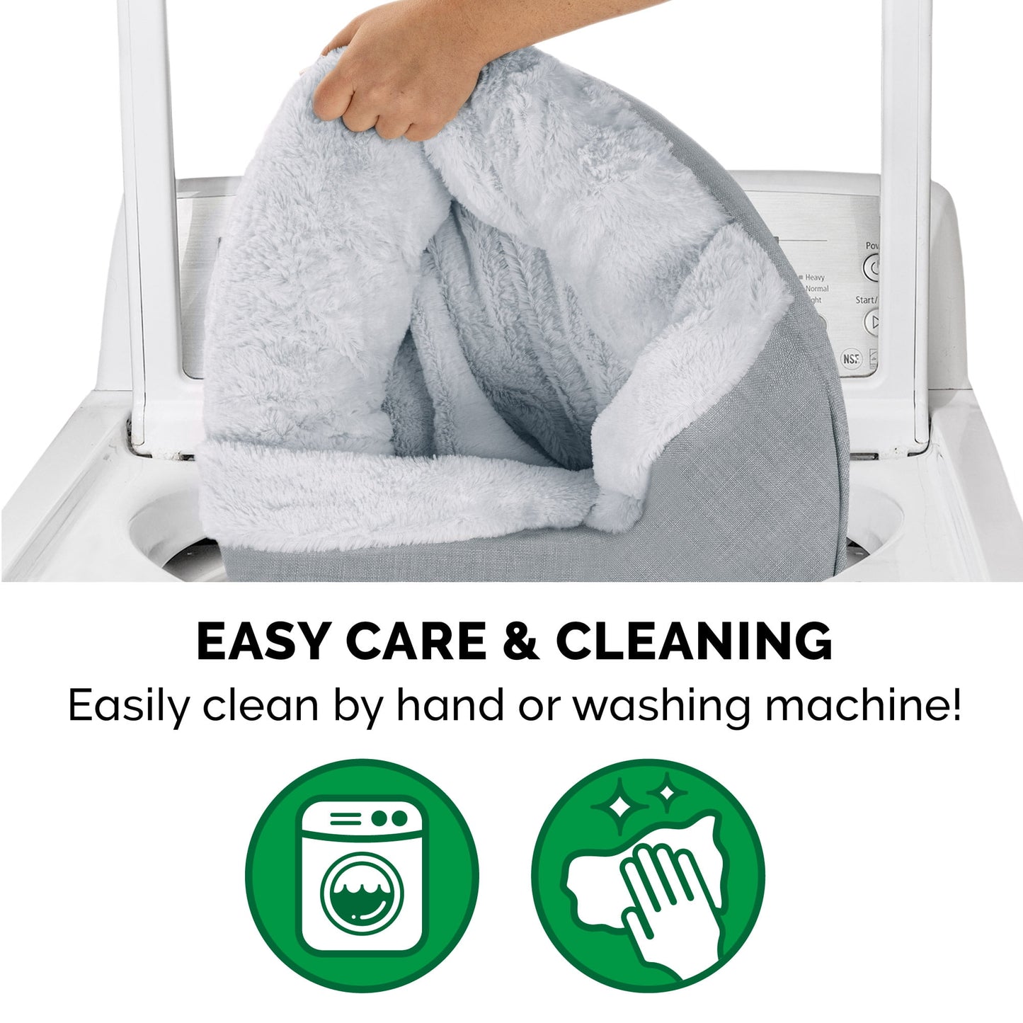 FurHaven Pet Products Extra Small Plush & Performance Linen Hooded Donut Dog & Cat Bed, Mist Gray