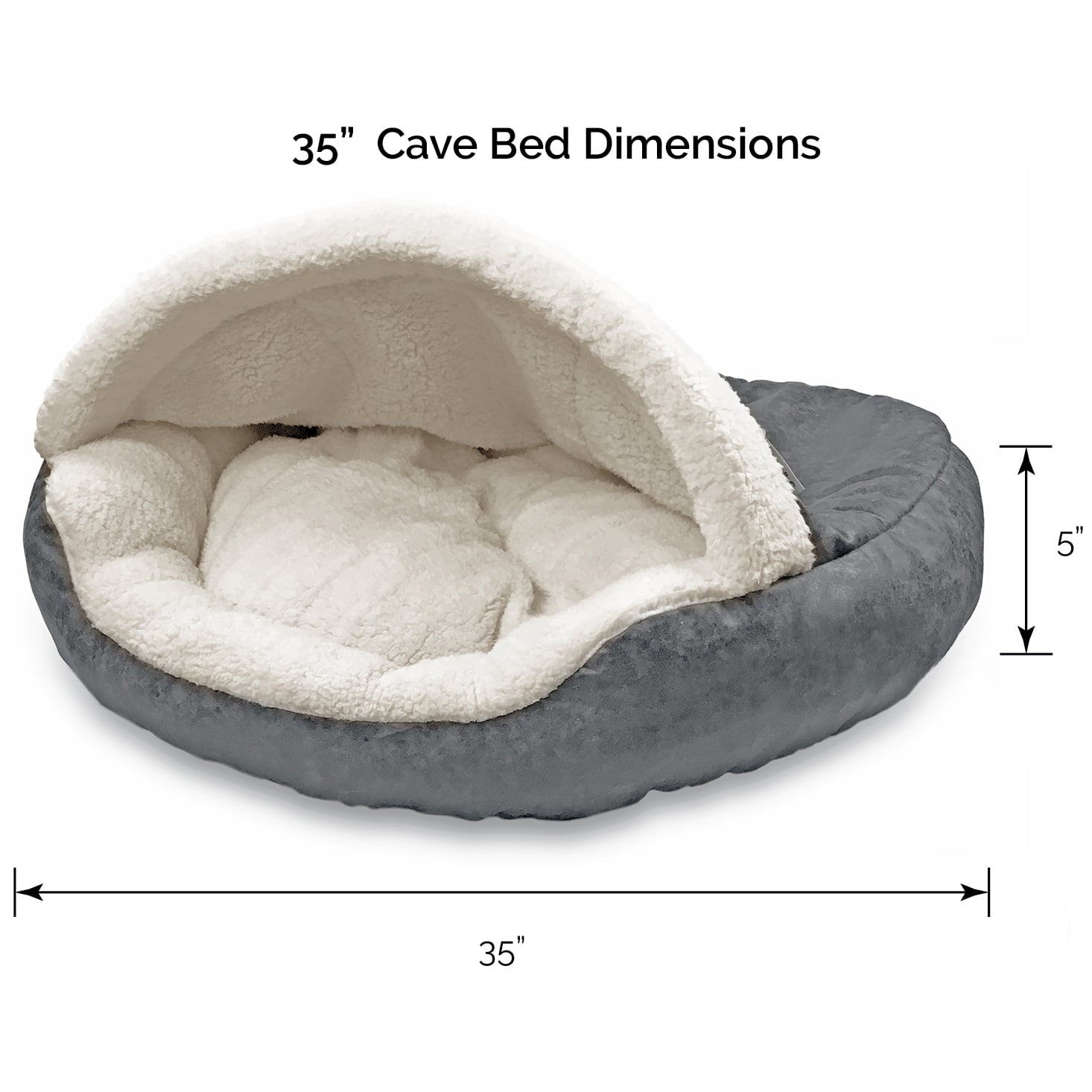 Precious Tails Vegan Leather Deep Dish Cave Pet Dog Bed - Large