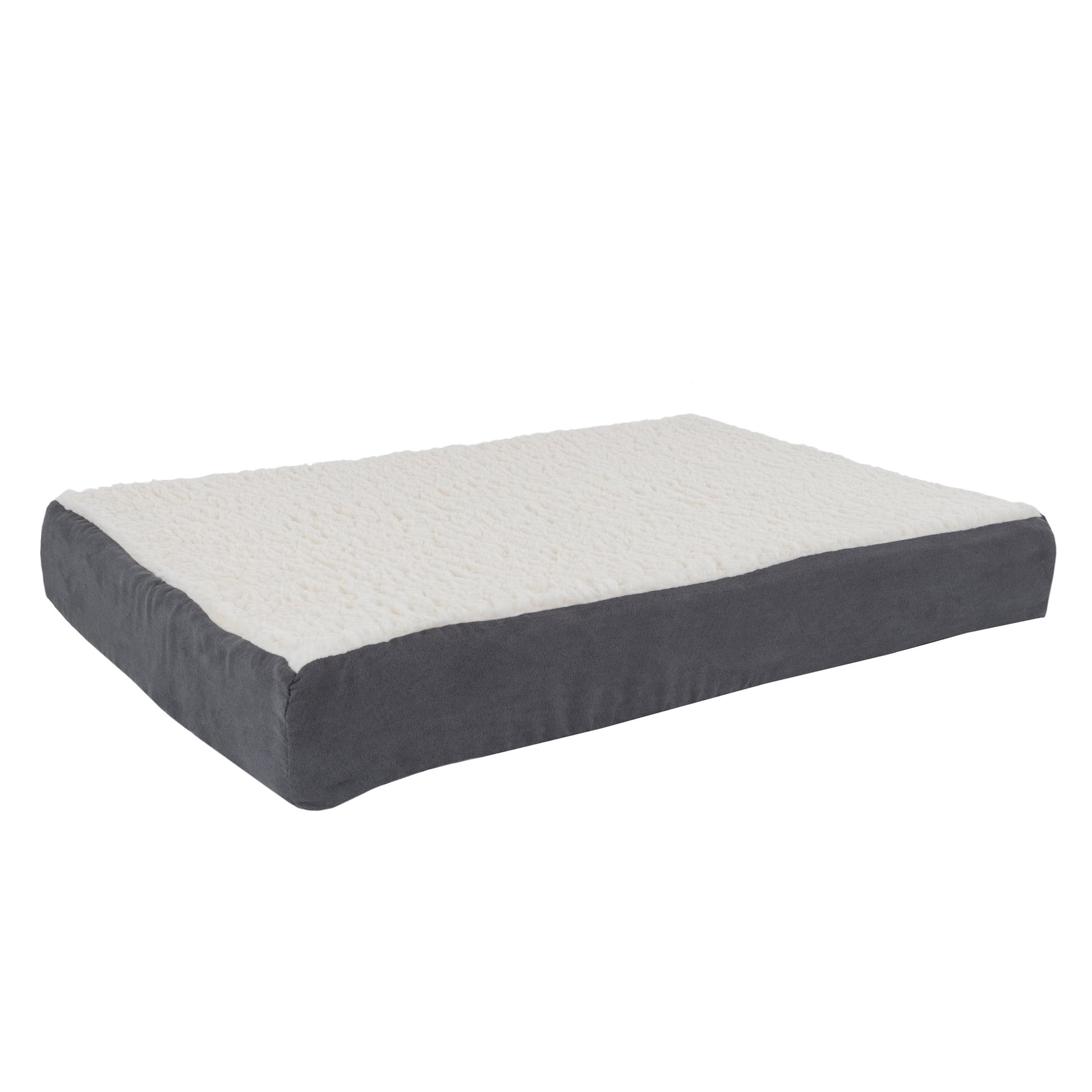 PETMAKER Orthopedic Dog Bed - 2-Layer 30x20.5-Inch Memory Foam Pet Mattress with Machine-Washable Sherpa Cover for Medium Dogs up to 45lbs (Gray)