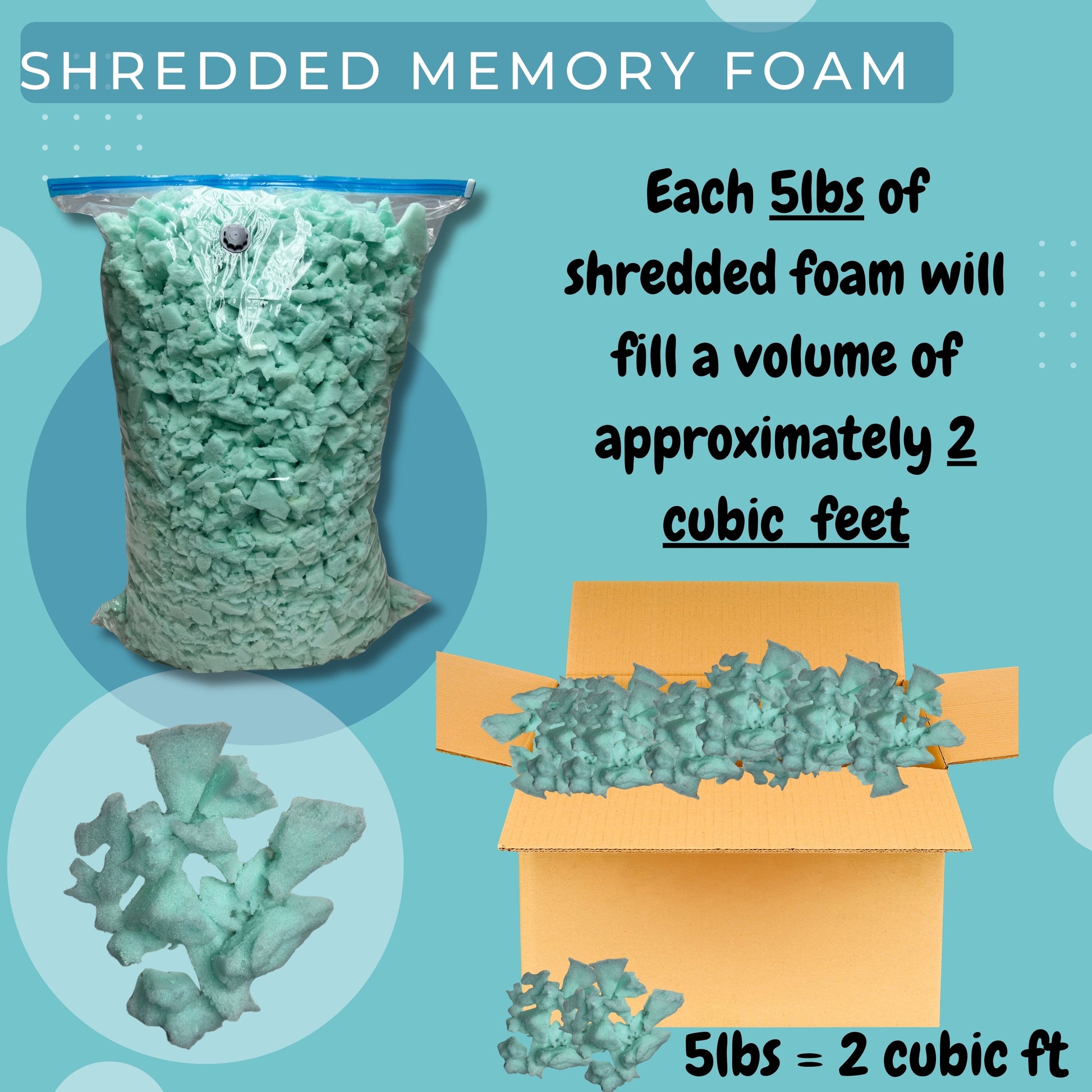 Dogbed4less 1 pack 10lb of New Memory Foam Fill for Home Use, Pet Beds, Crafts, and DIY Projects